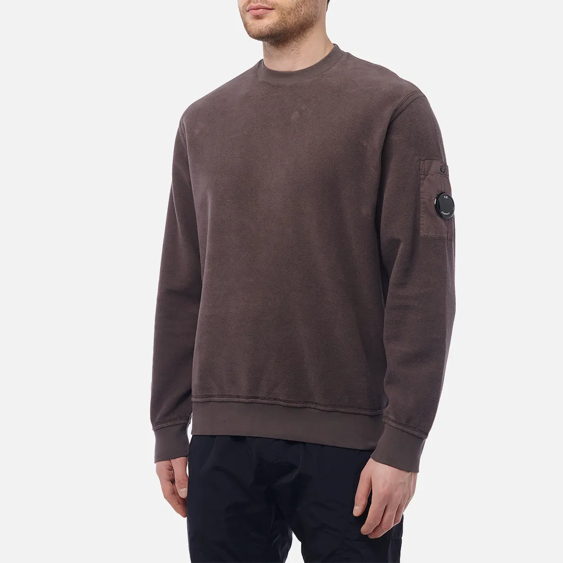 C.P. Company Мужская толстовка Reverse Brushed & Emerized Diagonal Fleece Mixed Crew Neck
