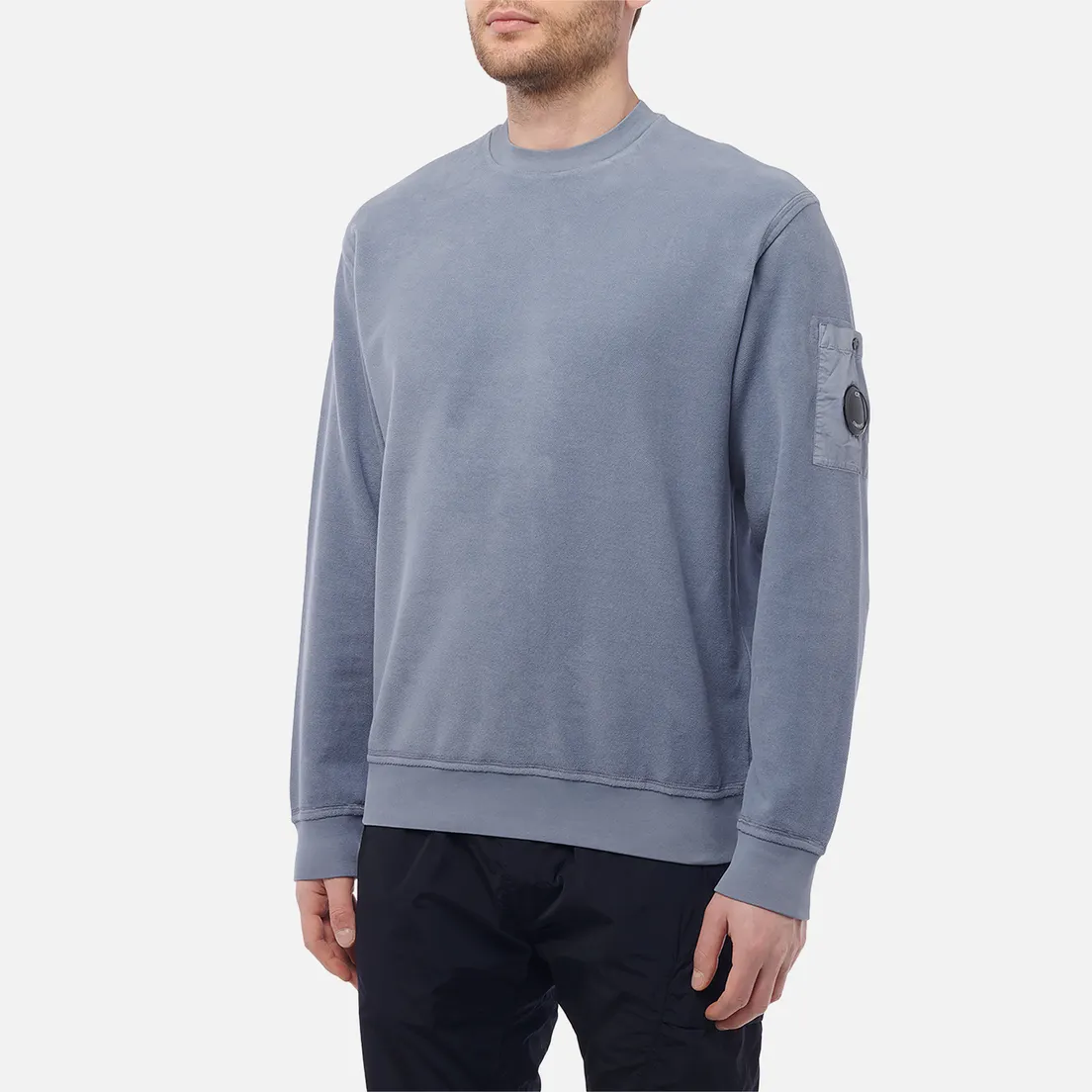 C.P. Company Мужская толстовка Reverse Brushed & Emerized Diagonal Fleece Mixed Crew Neck