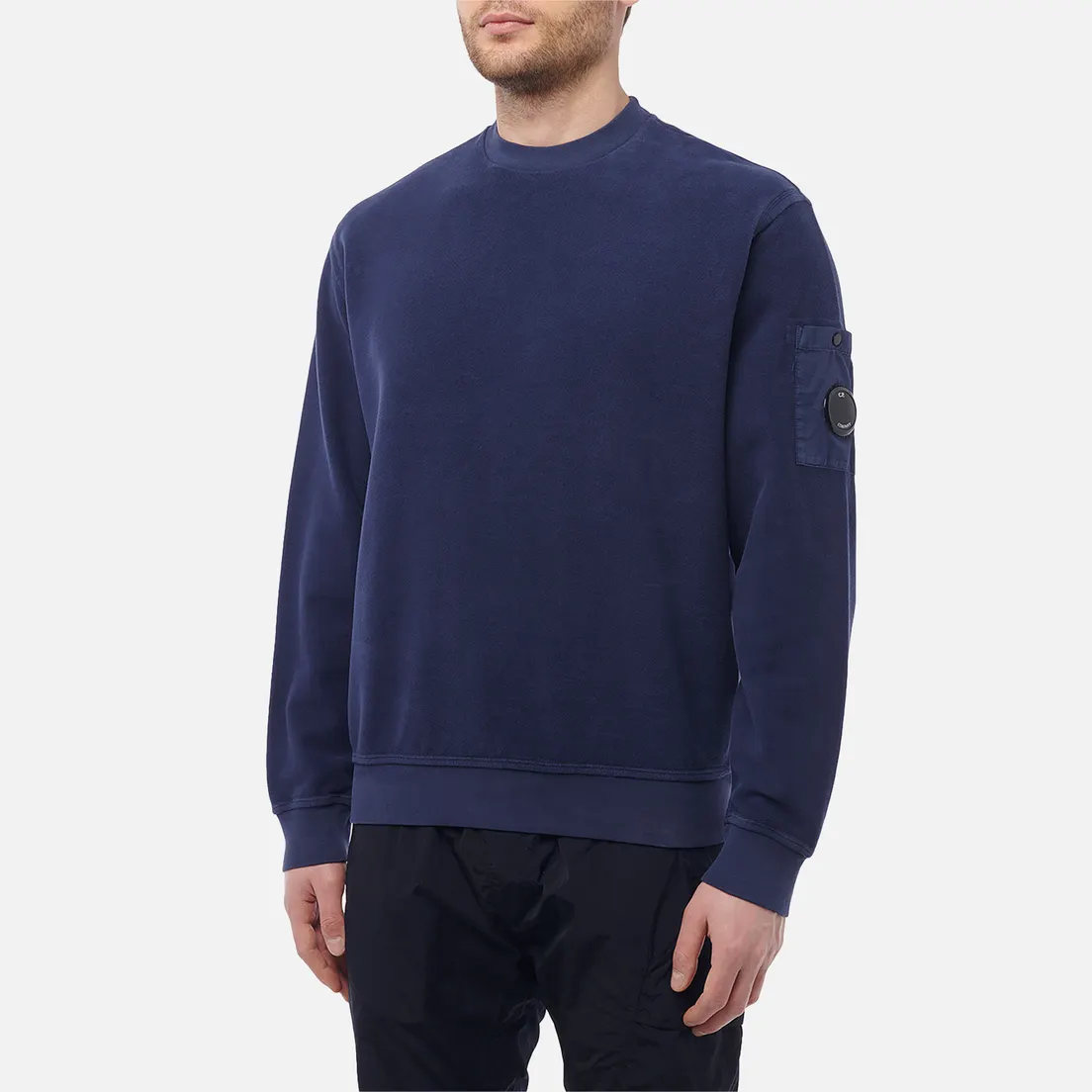 C.P. Company Мужская толстовка Reverse Brushed & Emerized Diagonal Fleece Mixed Crew Neck