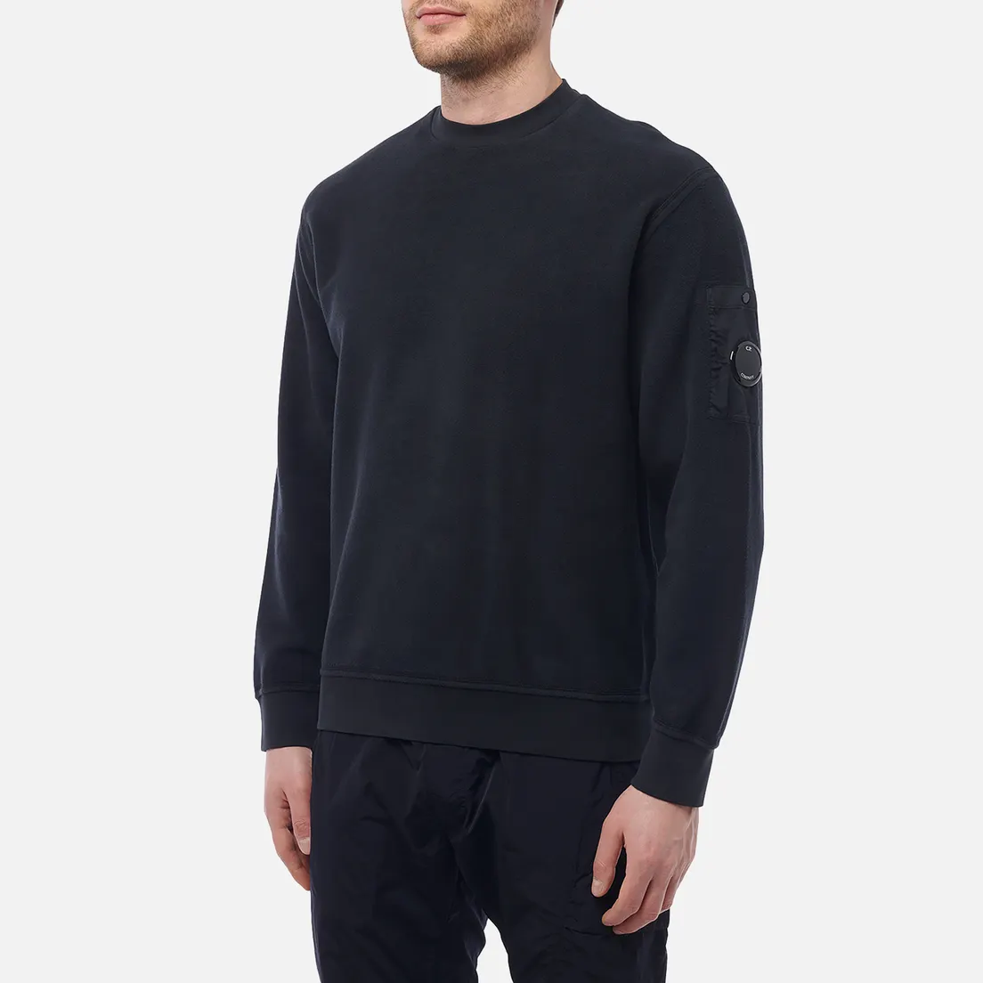 C.P. Company Мужская толстовка Reverse Brushed & Emerized Diagonal Fleece Mixed Crew Neck