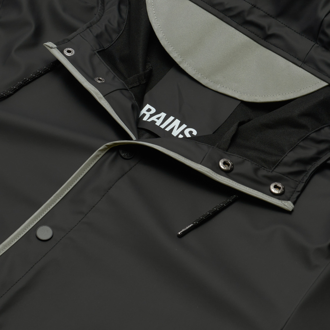 Мужская куртка дождевик RAINS, цвет чёрный, размер L 18540-70 Reflective Long Hooded - фото 2