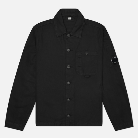  Мужская рубашка C.P. Company Cotton/Linen Lens Overshirt, цвет чёрный, размер XL