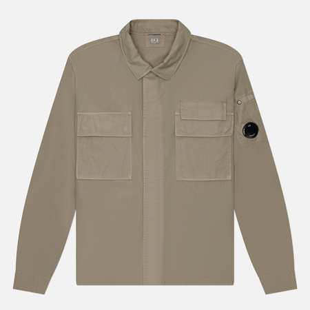 Мужская рубашка C.P. Company Organic Gabardine Lens, цвет бежевый, размер XL