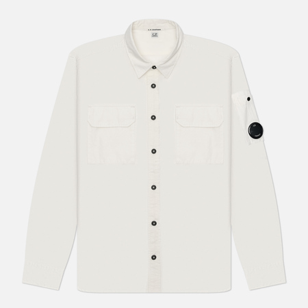  Мужская рубашка C.P. Company Organic Gabardine Lens Garment Dyed, цвет белый, размер XL