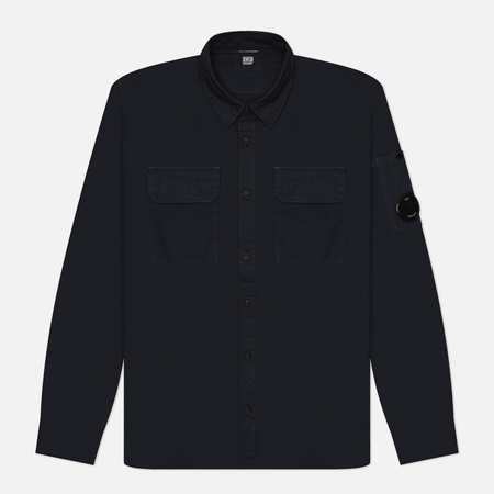 Мужская рубашка C.P. Company Organic Gabardine Lens Garment Dyed, цвет синий, размер L
