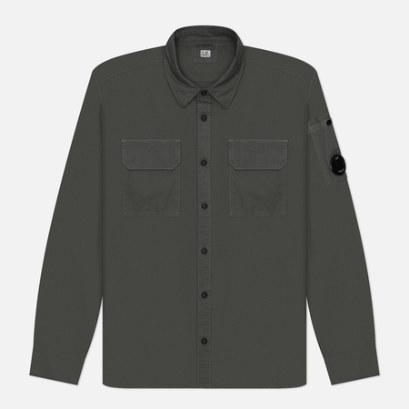 Мужская рубашка C.P. Company Organic Gabardine Lens Garment Dyed, цвет серый, размер S