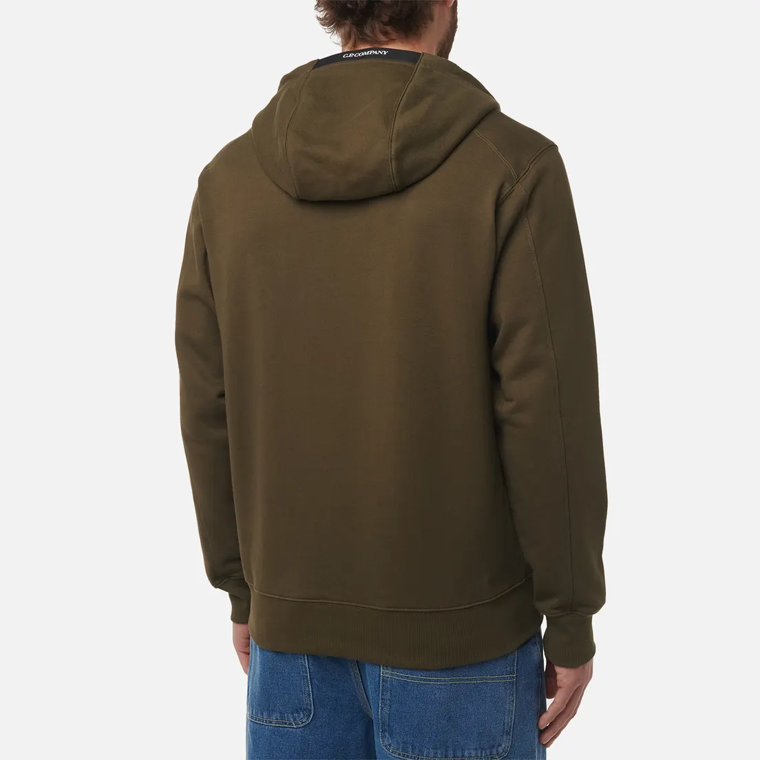 C.P. Company Мужская толстовка Embroidered Logo Diagonal Raised Fleece Hoodie