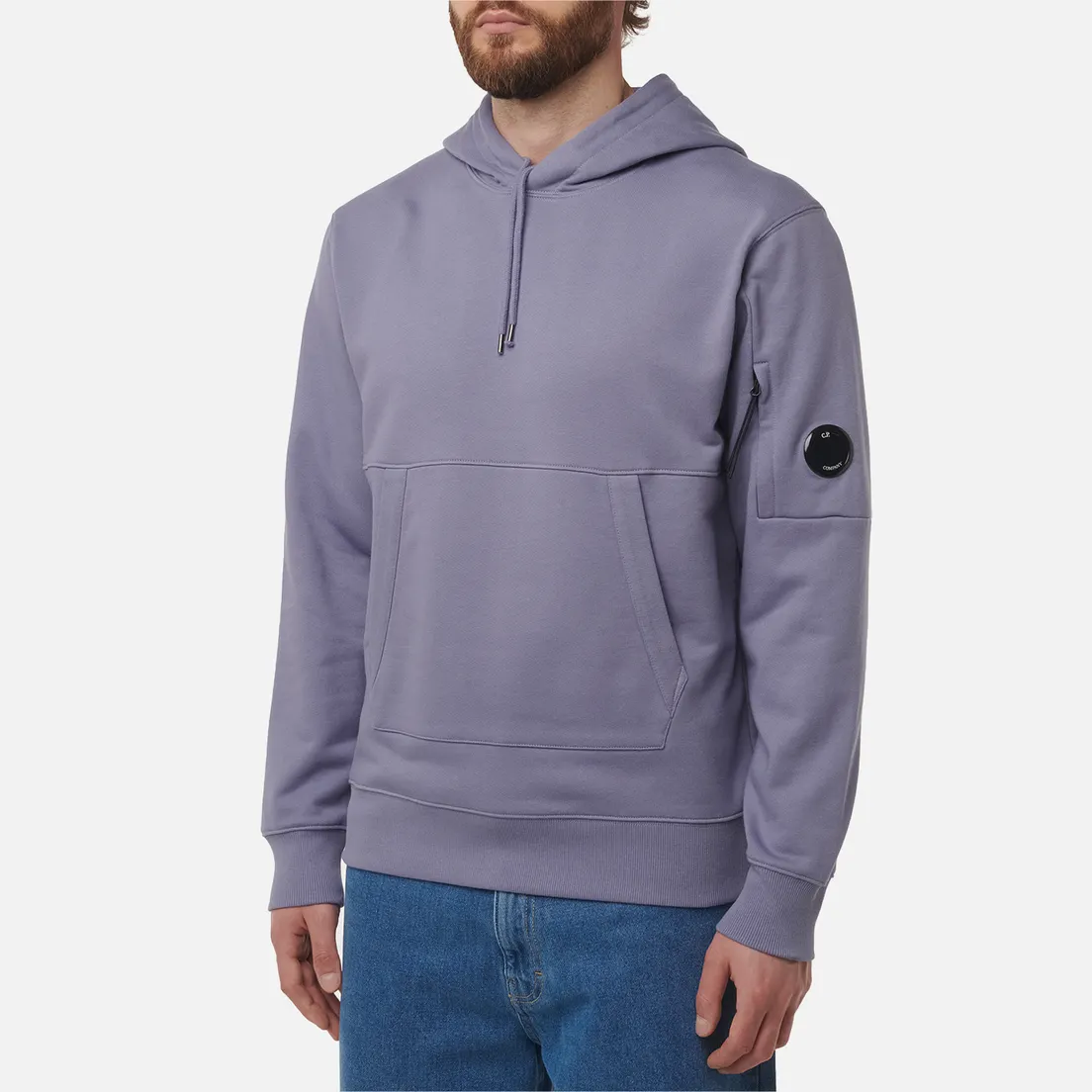 C.P. Company Мужская толстовка Embroidered Logo Diagonal Raised Fleece Hoodie