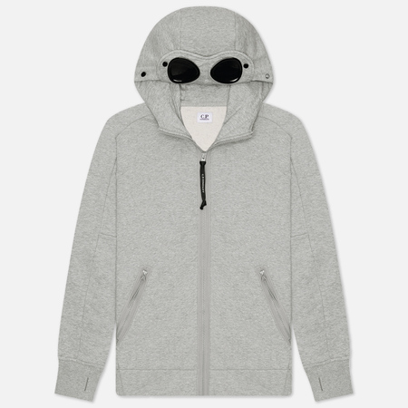 Мужская толстовка C.P. Company Diagonal Raised Fleece Goggle Zipped Hoodie Regular, цвет серый, размер M