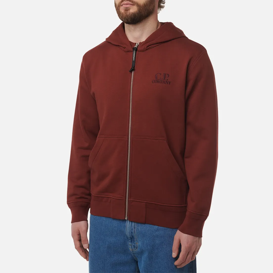 C.P. Company Мужская толстовка Diagonal Raised Fleece Full Zip Logo Hoodie