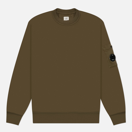 Мужская толстовка C.P. Company Cotton Diagonal Fleece Crew Neck, цвет оливковый, размер XL