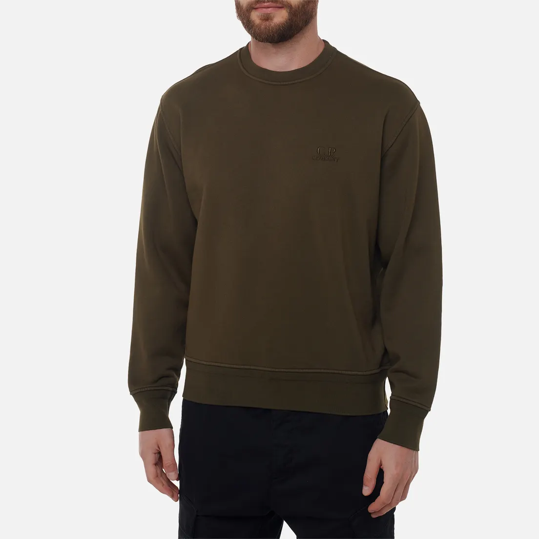 C.P. Company Мужская толстовка Cotton Diagonal Fleece Crew Neck Logo