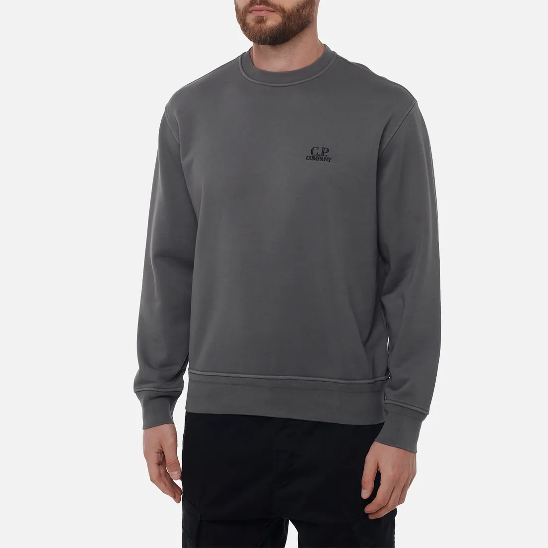 C.P. Company Мужская толстовка Cotton Diagonal Fleece Crew Neck Logo