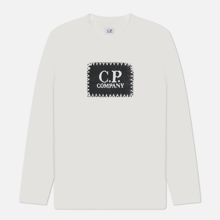   Brandshop Мужской лонгслив C.P. Company 30/1 Jersey Logo Crew Neck, цвет белый, размер S