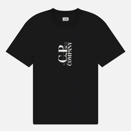 Мужская футболка C.P. Company 30/1 Jersey Vertical Logo, цвет чёрный, размер L