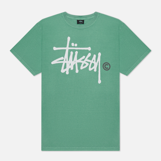 Мужская футболка Stussy Basic Logo Pigment Dyed Moss