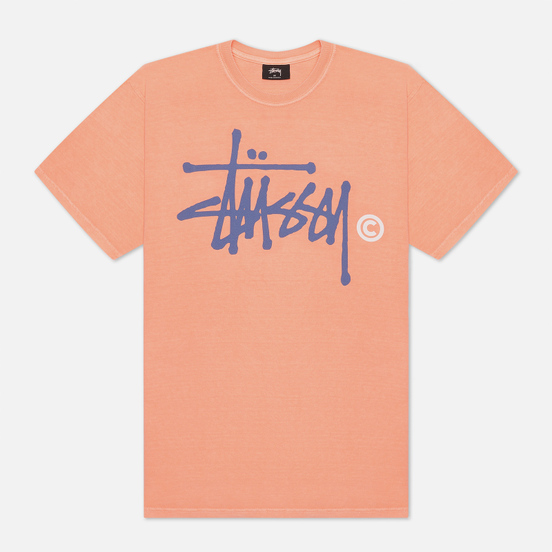 Мужская футболка Stussy Basic Logo Pigment Dyed Neon Orange