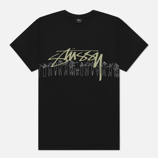 Мужская футболка Stussy People Stripe Pigment Dyed Black