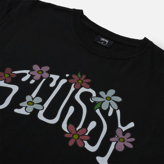 Мужская футболка Stussy Flower Collegiate Pigment Dyed Black