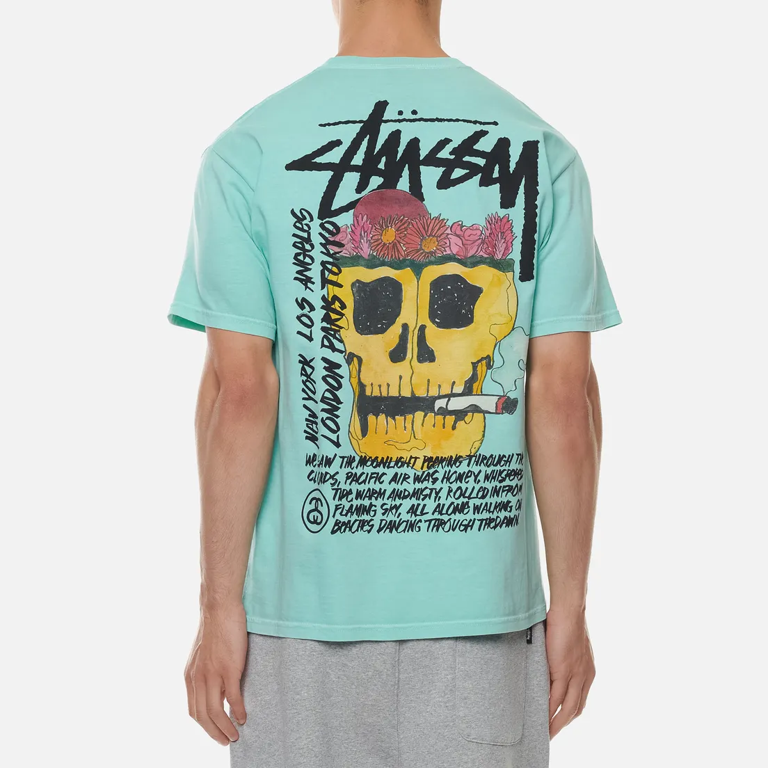 Stussy Мужская футболка Smokin Skull Pigment Dyed