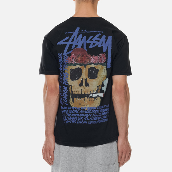 Мужская футболка Stussy Smokin Skull Pigment Dyed Black
