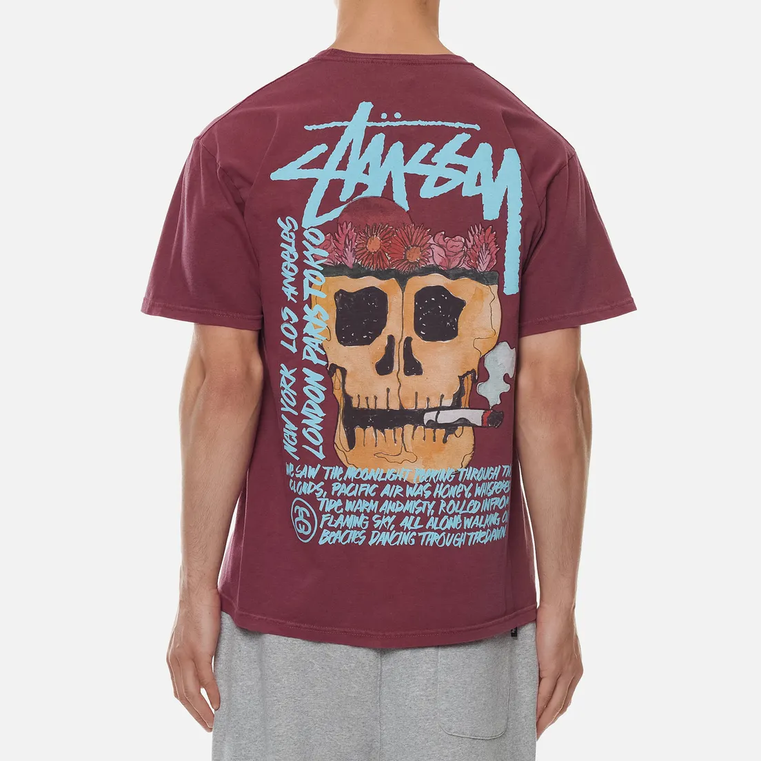 Stussy Мужская футболка Smokin Skull Pigment Dyed