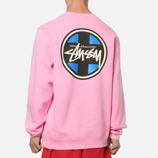 Мужская толстовка Stussy Cross Dot Crew Pink