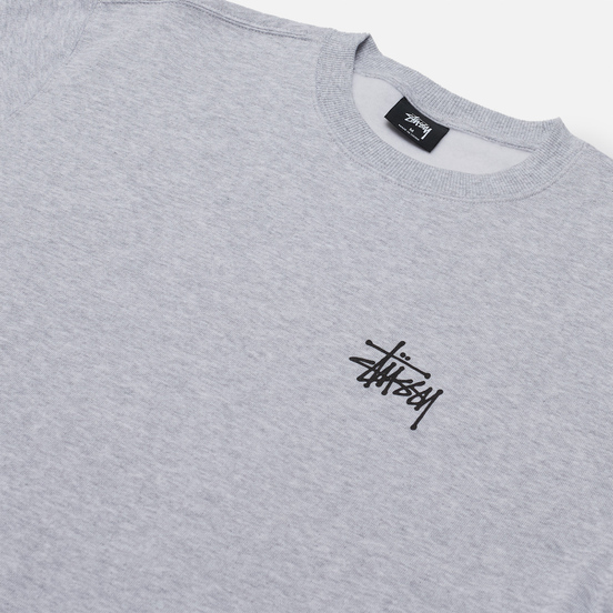 Мужская толстовка Stussy Basic Stussy Logo Crew Ash Heather