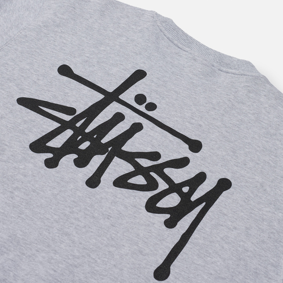 Мужская толстовка Stussy Basic Stussy Logo Crew Ash Heather