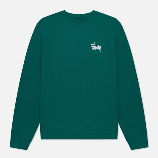 Мужская толстовка Stussy Basic Stussy Logo Crew Dark Green