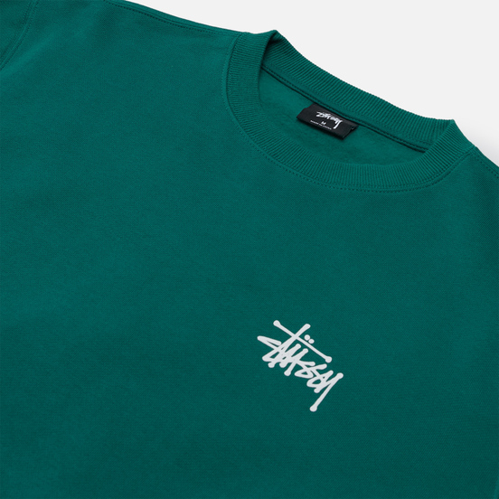 Мужская толстовка Stussy Basic Stussy Logo Crew Dark Green