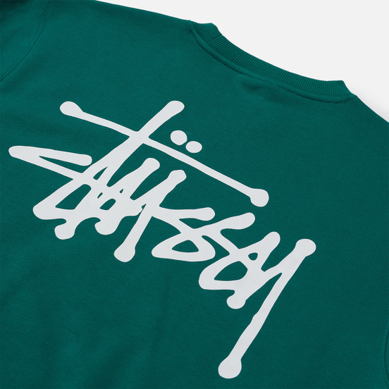 Мужская толстовка Stussy Basic Stussy Logo Crew Dark Green
