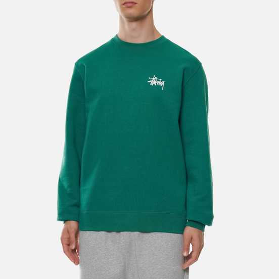 Мужская толстовка Stussy Basic Stussy Logo Crew Dark Green