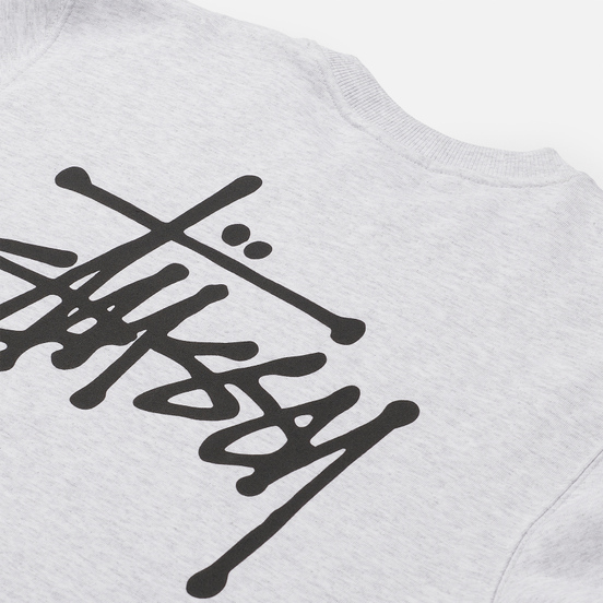 Мужская толстовка Stussy Basic Stussy Print Crew Ash Heather