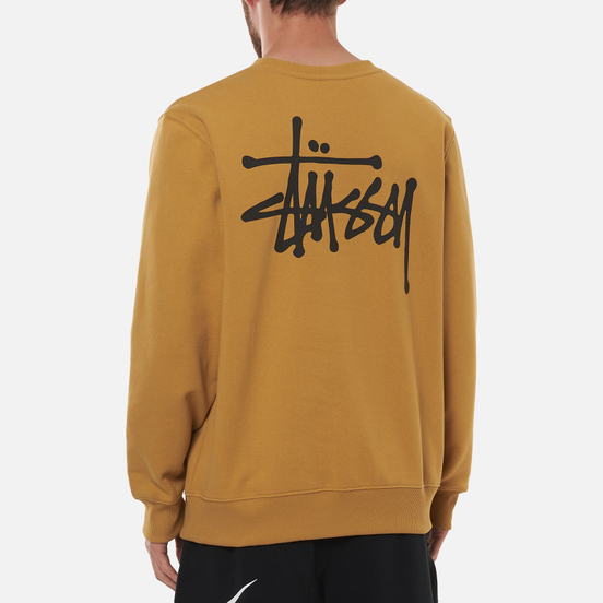 Мужская толстовка Stussy Basic Stussy Print Crew Khaki