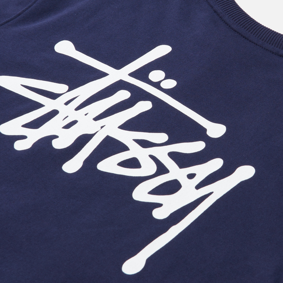 Мужская толстовка Stussy Basic Stussy Print Crew Navy