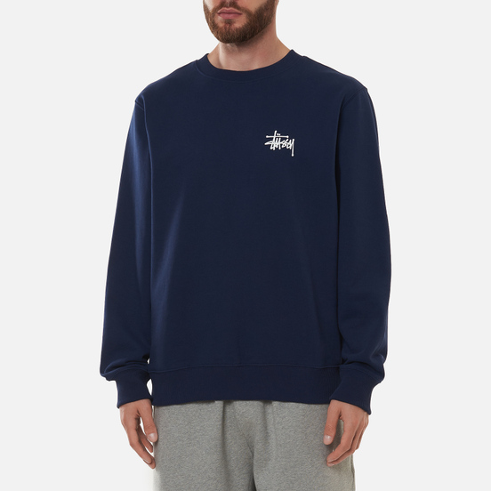 Мужская толстовка Stussy Basic Stussy Print Crew Navy