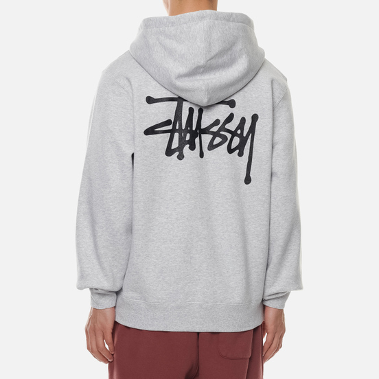 Мужская толстовка Stussy Basic Stussy Logo Hoodie Ash Heather