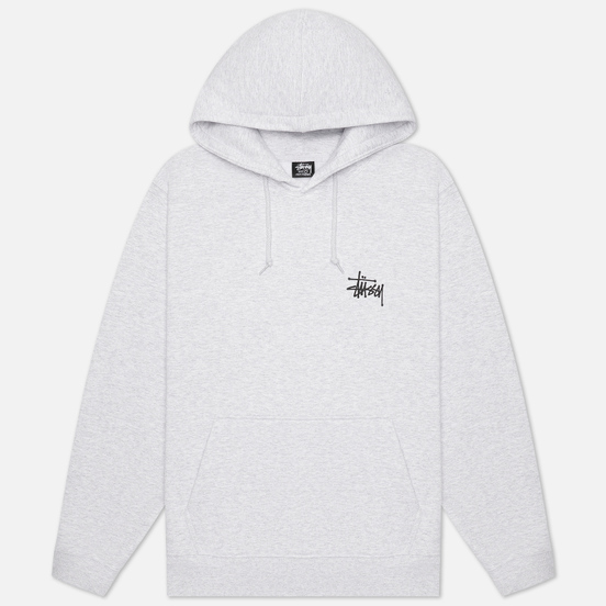 Мужская толстовка Stussy Basic Stussy Signature Logo Hoodie Ash Heather