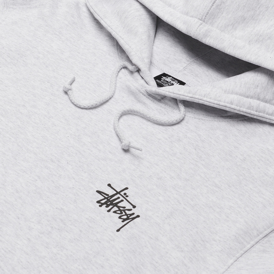Мужская толстовка Stussy Basic Stussy Signature Logo Hoodie Ash Heather