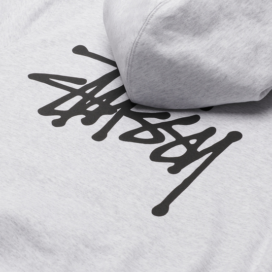 Мужская толстовка Stussy Basic Stussy Signature Logo Hoodie Ash Heather