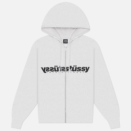 Мужская толстовка Stussy Mirror Zip Hoodie, цвет серый, размер M