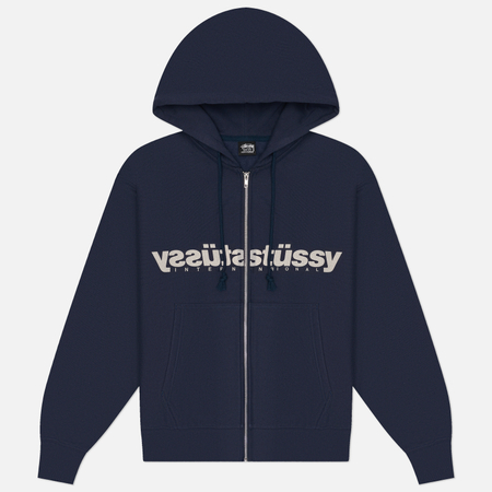 Мужская толстовка Stussy Mirror Zip Hoodie, цвет синий, размер XL