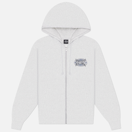 Мужская толстовка Stussy Champion Oval Zip Hoodie, цвет серый, размер XL