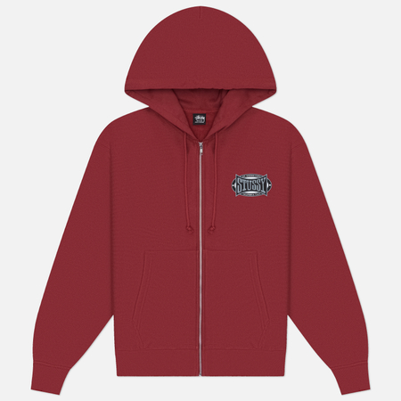 Мужская толстовка Stussy Champion Oval Zip Hoodie, цвет бордовый, размер M