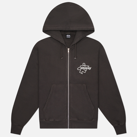 Мужская толстовка Stussy Surf Size Zip Hoodie, цвет чёрный