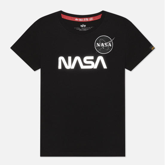 Женская футболка Alpha Industries NASA Mirror Print Black/Chrome