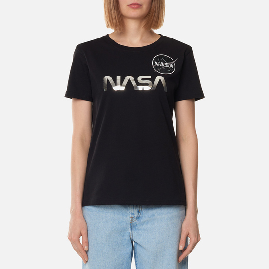 Женская футболка Alpha Industries NASA Mirror Print Black/Chrome