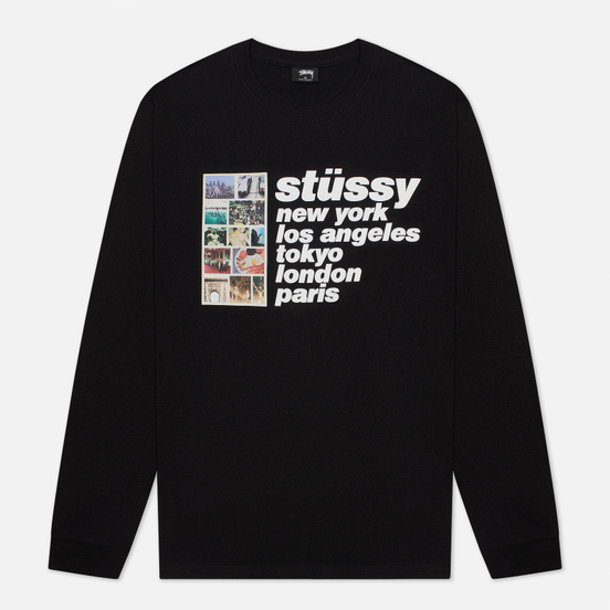 Мужской лонгслив Stussy Italic Collage Black