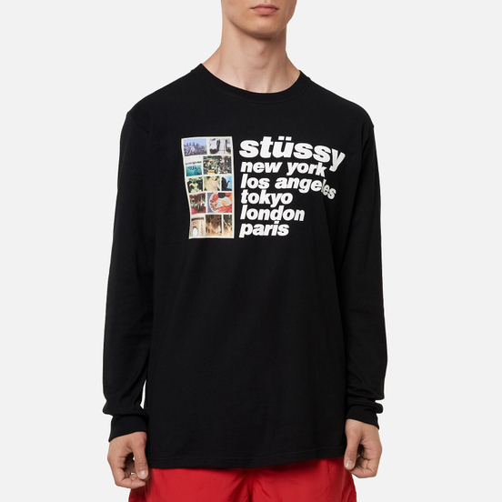 Мужской лонгслив Stussy Italic Collage Black